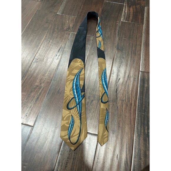 Vintage Camden Court Brown Black Polyester Tie Blue Abstract Design - Picture 6 of 7